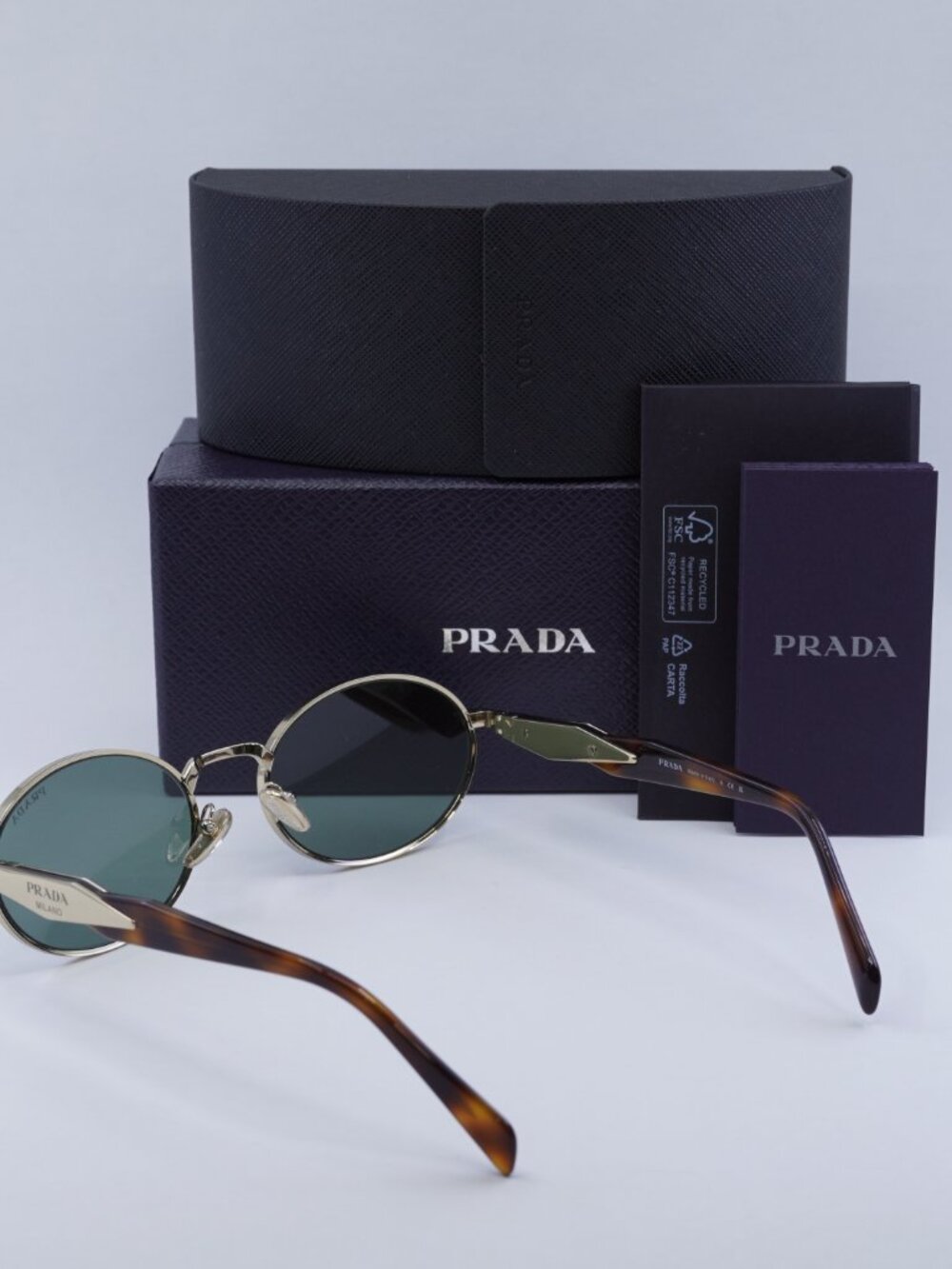 Prada PR65ZS ZVN70L Oval Sunglasses – Pale Gold\Dark Green - Picture 13 of 13